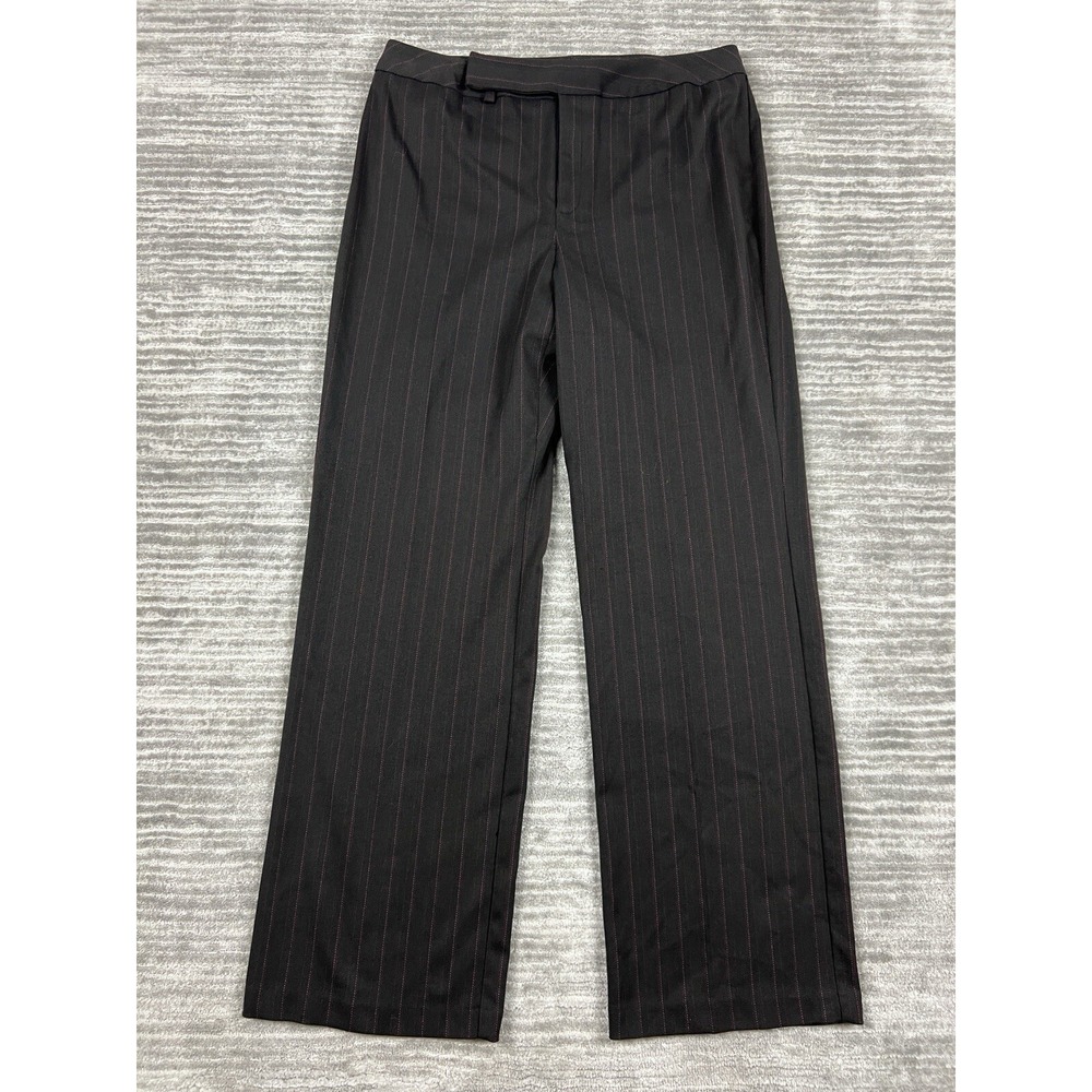 Requirements Pants Womens 10 Brow Red Striped Straight Dress Polyester Blend